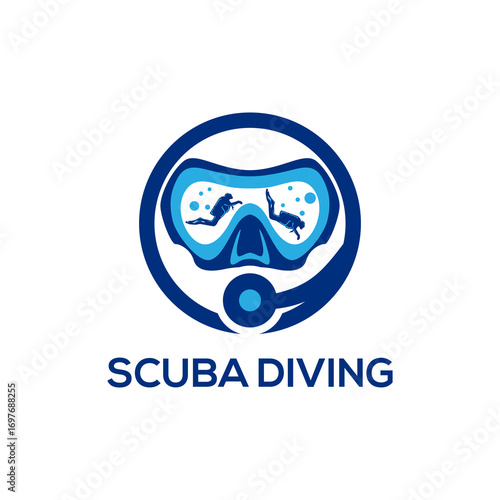 Circle Badge Logo for Scuba Diving Academy Recreation and Tourism Underwater Adventure