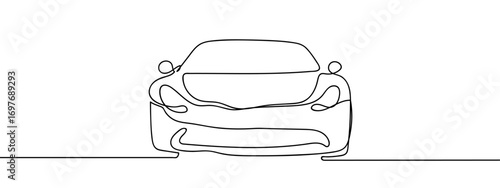 Continuous vector line of car front view. Line art. Editable stroke.