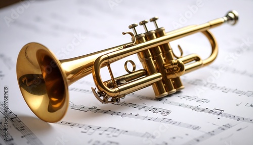 Golden trumpet on sheet music (2)