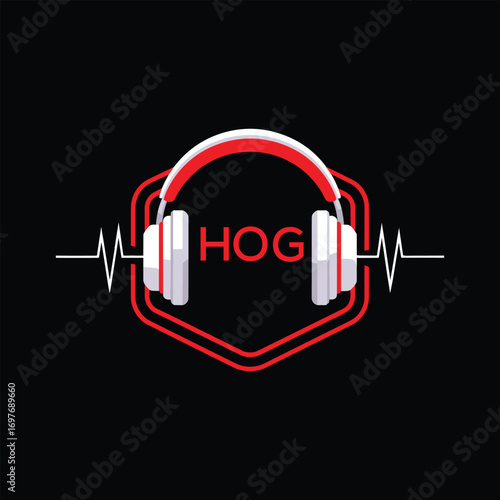 HOG  Headphone Company logo. HOG Modern Music logo design for entrepreneur and business. HOG Entertainment Branding best icon.
