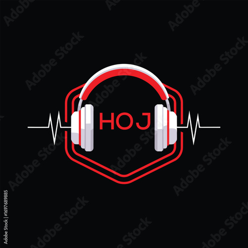 HOJ  Headphone Company logo. HOJ Modern Music logo design for entrepreneur and business. HOJ Entertainment Branding best icon.
