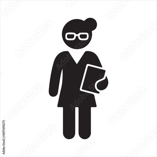 Educator icon silhouette vector with white background