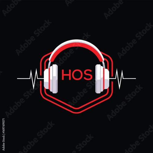 HOS  Headphone Company logo. HOS Modern Music logo design for entrepreneur and business. HOS Entertainment Branding best icon.
