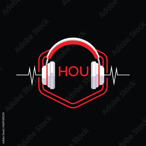 HOU  Headphone Company logo. HOU Modern Music logo design for entrepreneur and business. HOU Entertainment Branding best icon.
