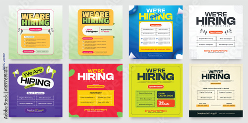 We are hiring job vacancy social media banner template. Employee vacancy announcement poster