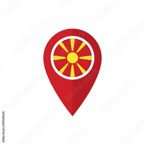 Location pin or map marker with flag of North Macedonia
