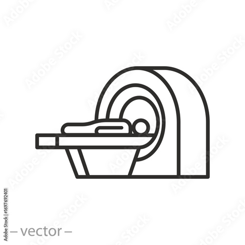 body scanning, mri scan icon, mri machine, thin line web symbol vector illustration
