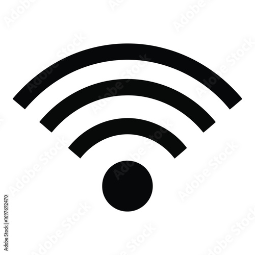 Universal wifi symbol icon representing wireless network connectivity signal strength and internet access vector