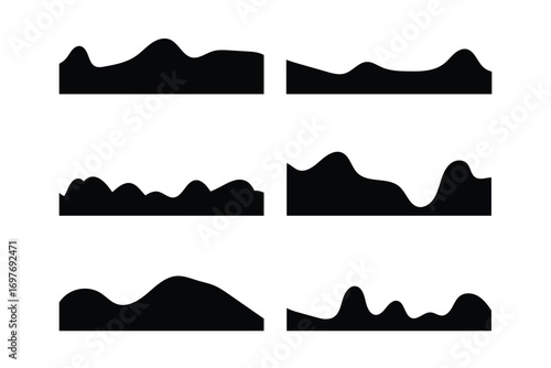 Assortment of diverse shapes for website header or footer. Separator template for design layout on a landing page. Simple headline in vector flat style in eps 10.