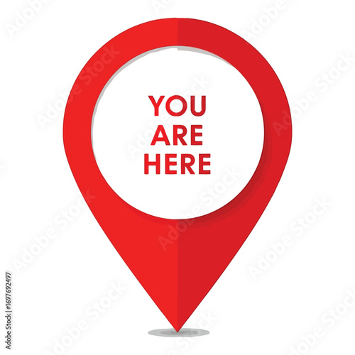 Red location marker you are here symbol indicating current position on map navigation vector