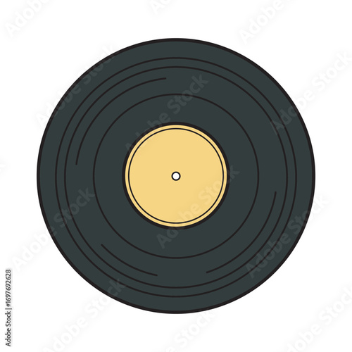 Classic vinyl record with circular design – stock vector flat illustration
