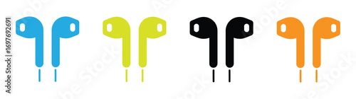 Vibrant collection of modern wireless earbuds in four distinct colors, perfect for tech innovation, audio, and lifestyle branding visuals.