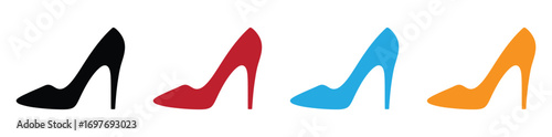 high heel shoes icon in outline and flat style , vector illustration