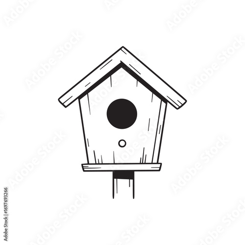 Simple wooden birdhouse design – stock vector flat illustration
