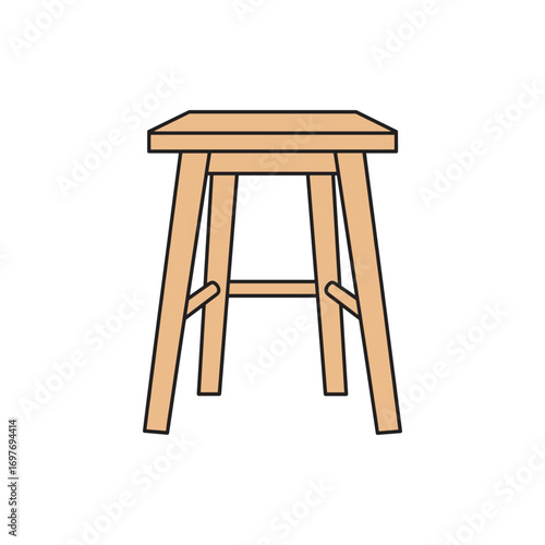 Minimalist wooden stool – stock vector flat illustration