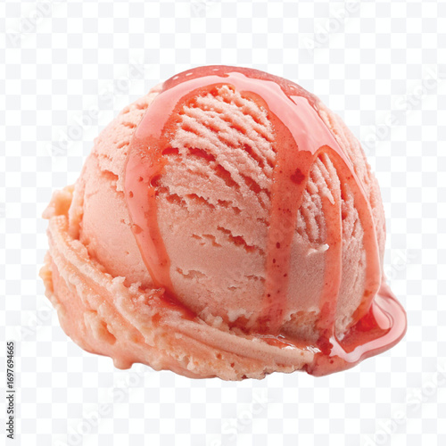 realistic delicious scoop of  vanilla ice cream in in different color style isolated on transparent background