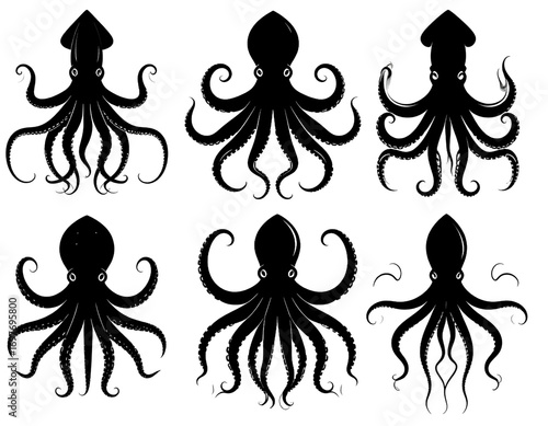 Firefly_ the art of Squid icon set animal silhouette victor design image isolated on the whit