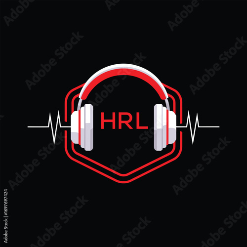 HRL  Headphone Company logo. HRL Modern Music logo design for entrepreneur and business. HRL Entertainment Branding best icon.
