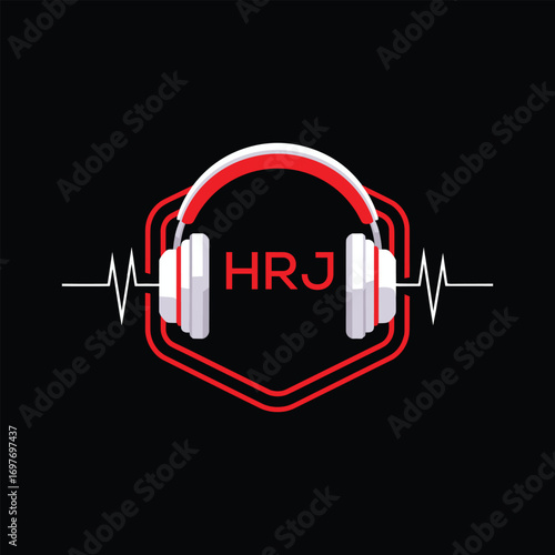 HRJ  Headphone Company logo. HRJ Modern Music logo design for entrepreneur and business. HRJ Entertainment Branding best icon.
