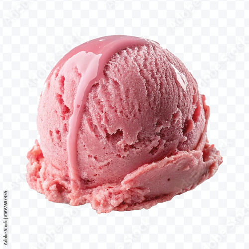 realistic delicious scoop of  vanilla ice cream in in different color style isolated on transparent background