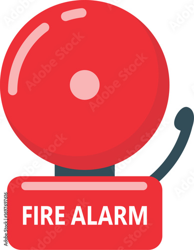 Vector Icon for Alarm Bell. Unique Fire Alarm Vector Icon. Red fire alarm bell. Fire alarm system. Safety equipment. Emergency, warning bell. Signalization. Firefighter equipment. 
