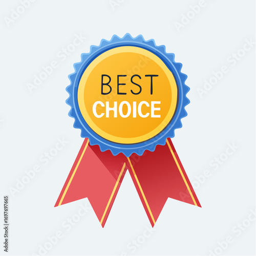 Gold Best Choice Award Badge With Blue Border and Red Ribbon