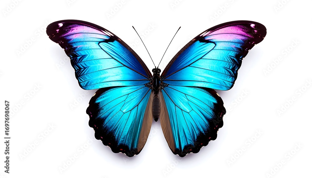Obraz premium Vibrant blue butterfly, isolated on white (1)