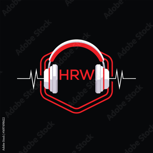 HRW  Headphone Company logo. HRW Modern Music logo design for entrepreneur and business. HRW Entertainment Branding best icon.
