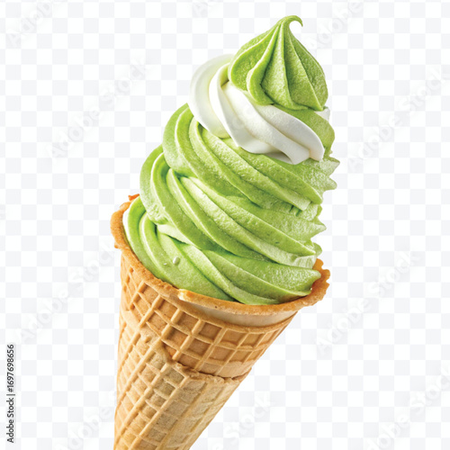 realistic delicious scoop of  vanilla ice cream in in different color style isolated on transparent background