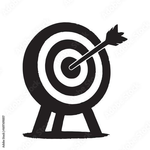 Bullseye: An arrow strikes the center of a target, a graphic representation of precision, achievement, and focus. 