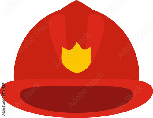 Vector of Fireproof helmet. Fireman helmet. Professional Firefighter Helmet with Shield Flat Vector Illustration. Firefighter helmet designed to provide safety and visibility in hazardous environments