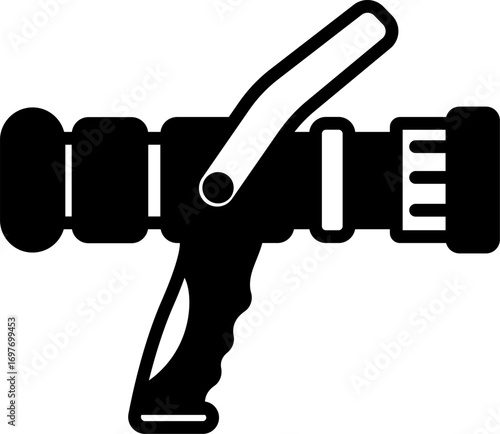Silhouette vector of Fire hose nozzle icon. Hosepipe Ban solid black vector illustration. 
