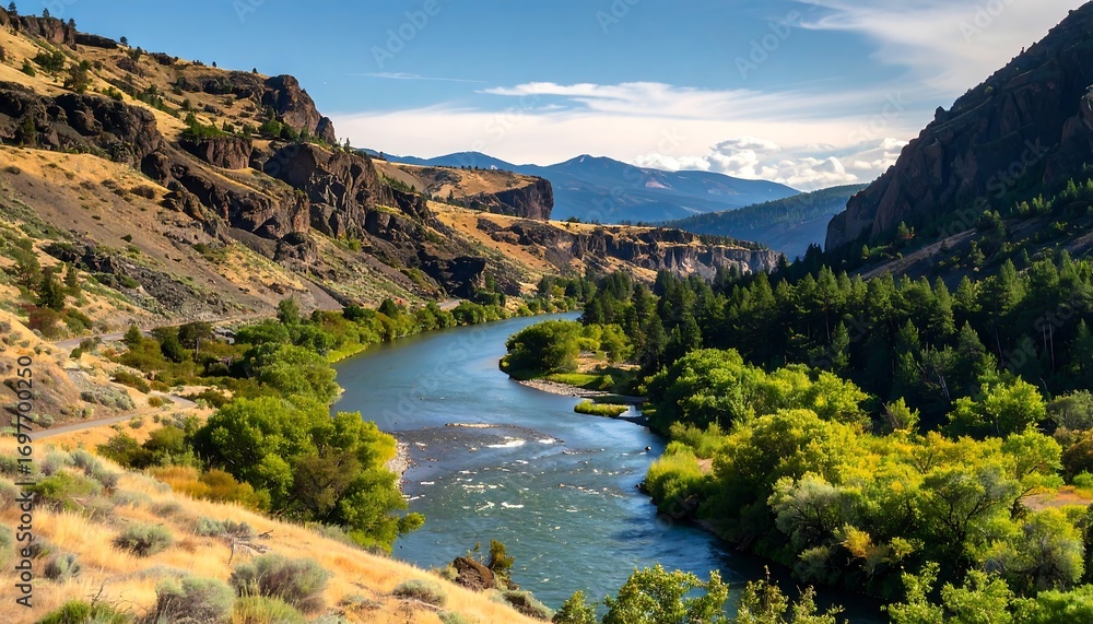 Fototapeta premium Mountain River Valley Scenery