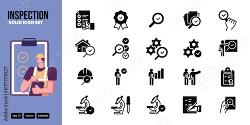 inspection solid icon set vector design good for web and mobile app