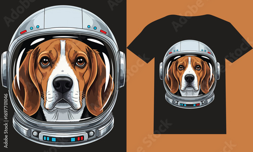 Beagle Dog in Futuristic Astronaut Helmet