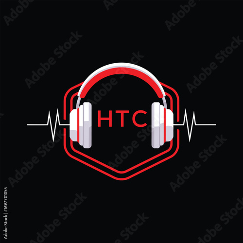 HTC  Headphone Company logo. HTC Modern Music logo design for entrepreneur and business. HTC Entertainment Branding best icon.
