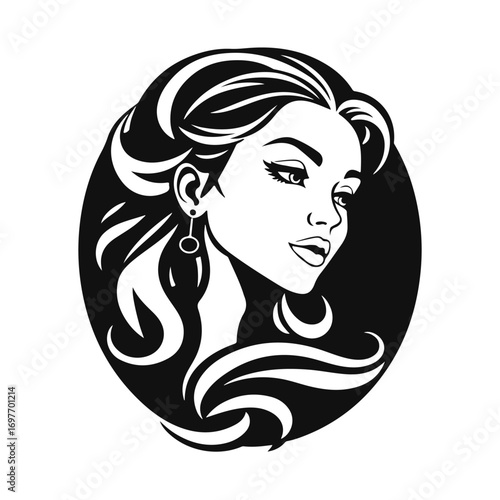 Elegant woman silhouette, female vector, beauty salon logo, lady face outline, stylish girl head design	