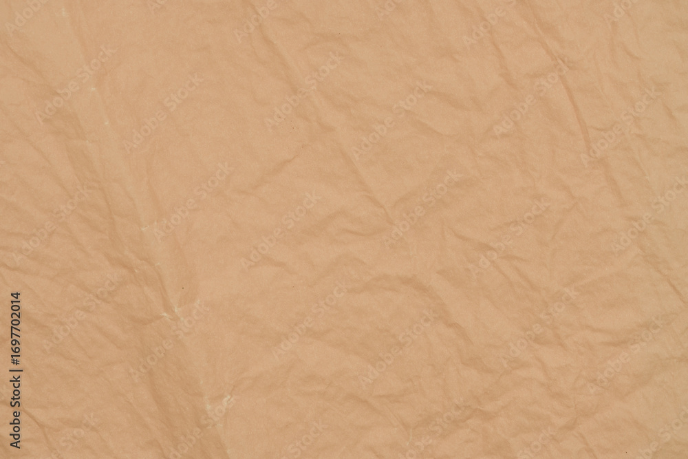Fototapeta premium Beige Crumpled Kraft Paper Texture Background