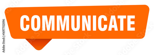 communicate sticker. communicate orange sign isolated on transpatent background