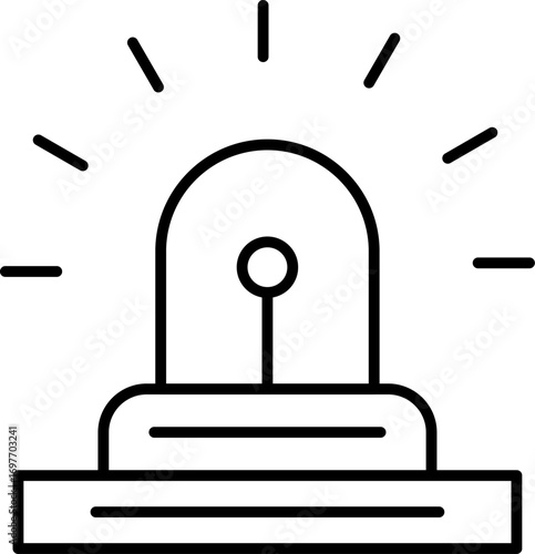 Emergency Siren Light icon. Line art vector of Fire Siren icon. Vector of fire alarm outline. Emergency Siren icon. Emergency light on White Background. red warning siren flashing.