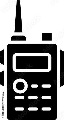 Black and White Illustration of a Portable Radio Transceiver or Walkie Talkie. Walkie Talkie silhouette vector. isolated walkie talkie on white background