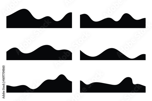 Assortment of diverse shapes for website header or footer. Separator template for design layout on a landing page. Simple headline in vector flat style in eps 10.