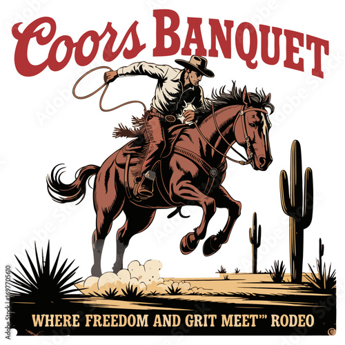 Cooss Banquet A Western illustration T-shirt Design
