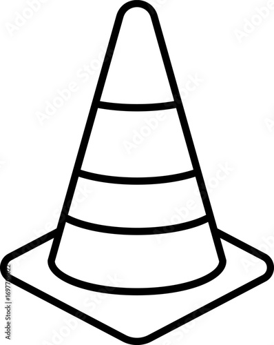 Traffic cone line icon isolated on white background. Vector of Traffic cone outline. Editable stroke traffic safety barrier icon. Cartoon warning cone illustration