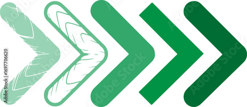 Green arrows progressing forward in a row