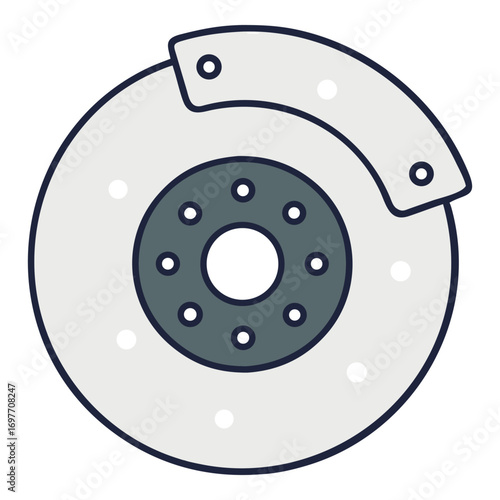 Car Brake Disc Illustration Automotive Maintenance Repair Minimalist Design
