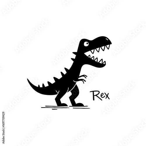 Tyrannosaurus Rex. Tyrannosaurus Rex simple black and white line art vector logo