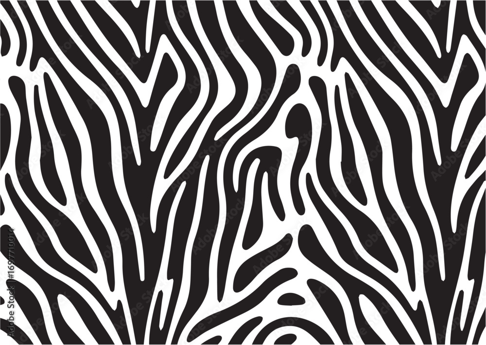 Obraz premium Zebra skin seamless pattern, Curved wavy lines Stylish pattern