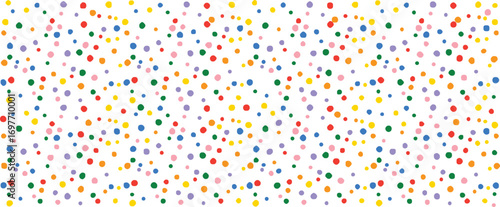 Tableau sur toile Colorful confetti dot seamless pattern background, festive polka design, vibrant