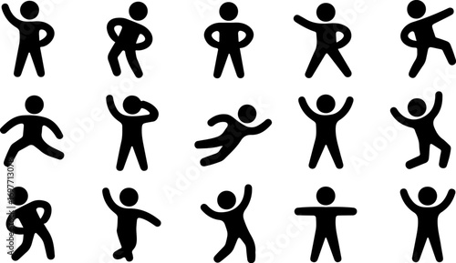 Diverse silhouettes of human figures in dynamic poses